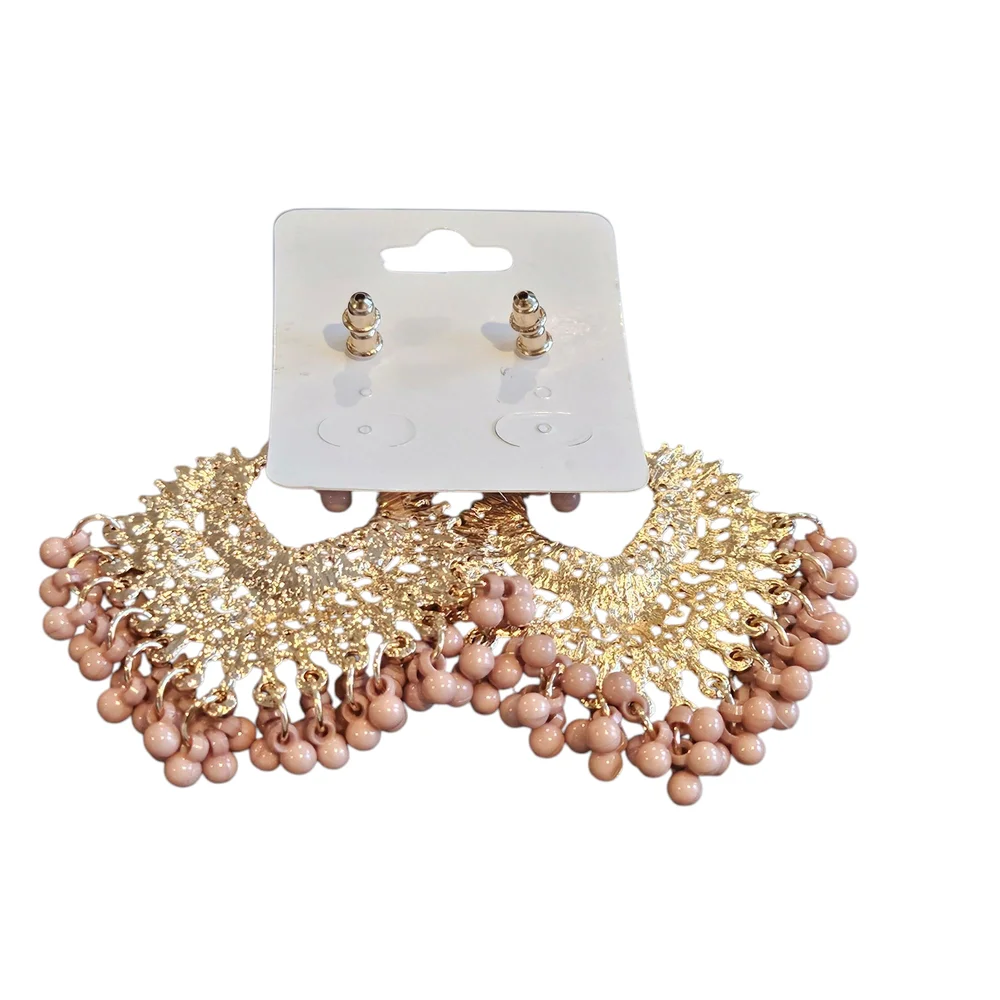 NWT - Elegant Gold and Pink Dangle Earrings
